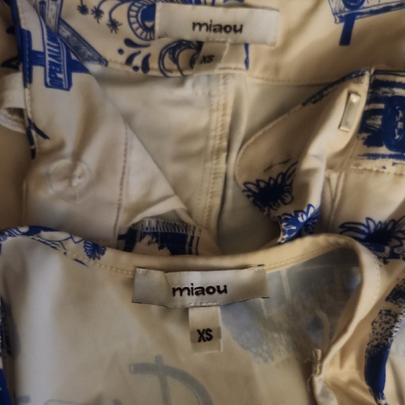 Miaou Blue and White Printed Flare Jumpsuit - Picture 6 of 7